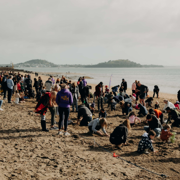 people at mission bay looking for sapphires and crystals at roxbox event